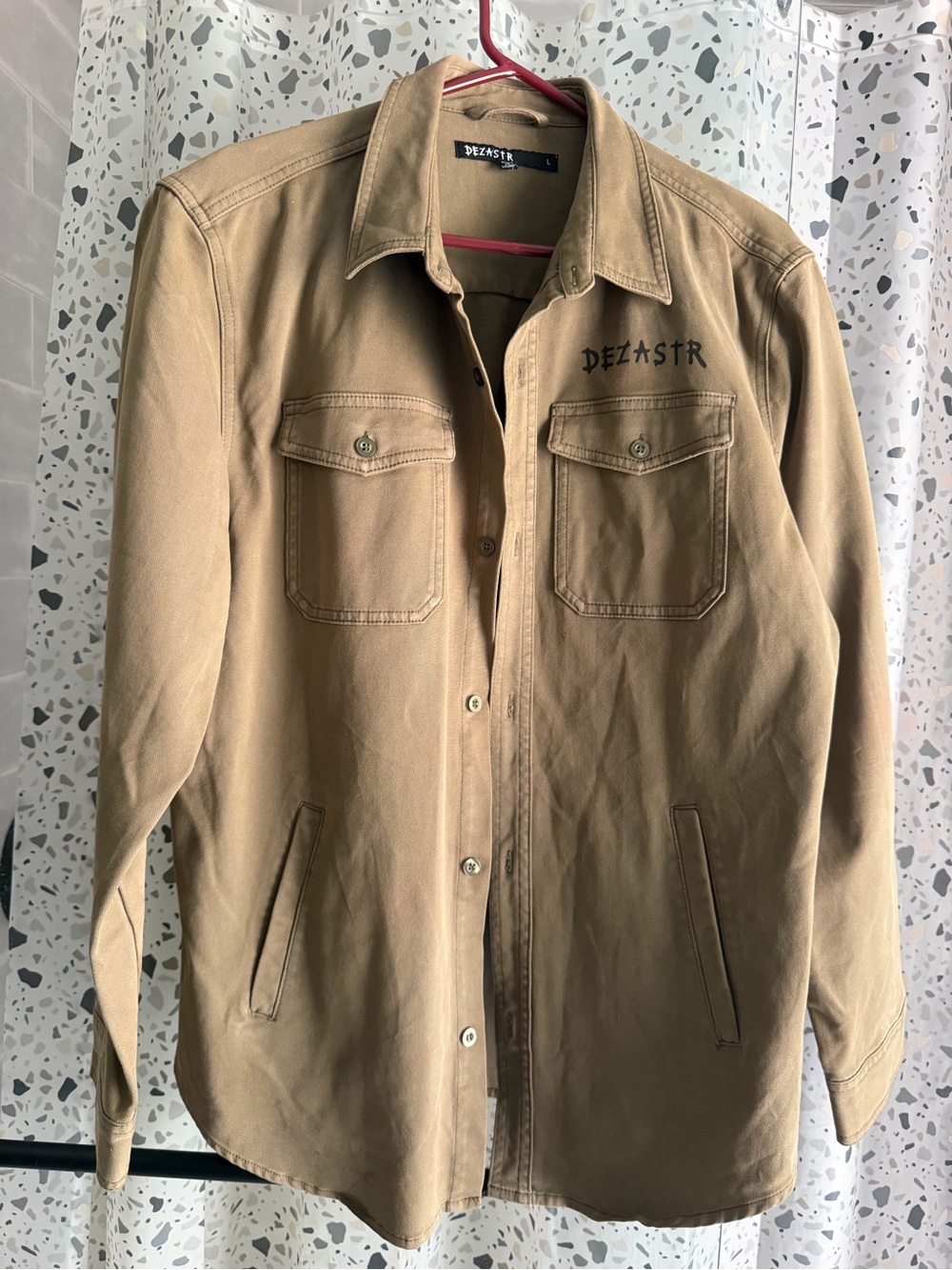 Astr Tan Canvas Shirt Jacket with Chest Pockets